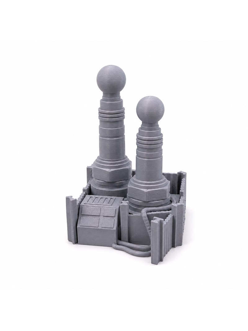 Unpainted gray 3D printed sci-fi reactor station terrain, photo 2