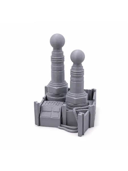 Unpainted gray 3D printed sci-fi reactor station terrain, photo 2