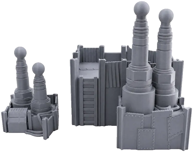 Unpainted gray 3D printed sci-fi reactor station terrain, photo 1