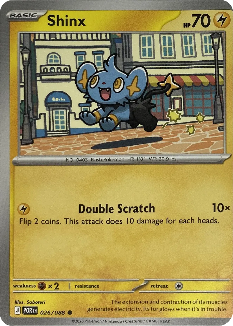 2026 Pokemon Perfect Order Shinx #026/088 Common front