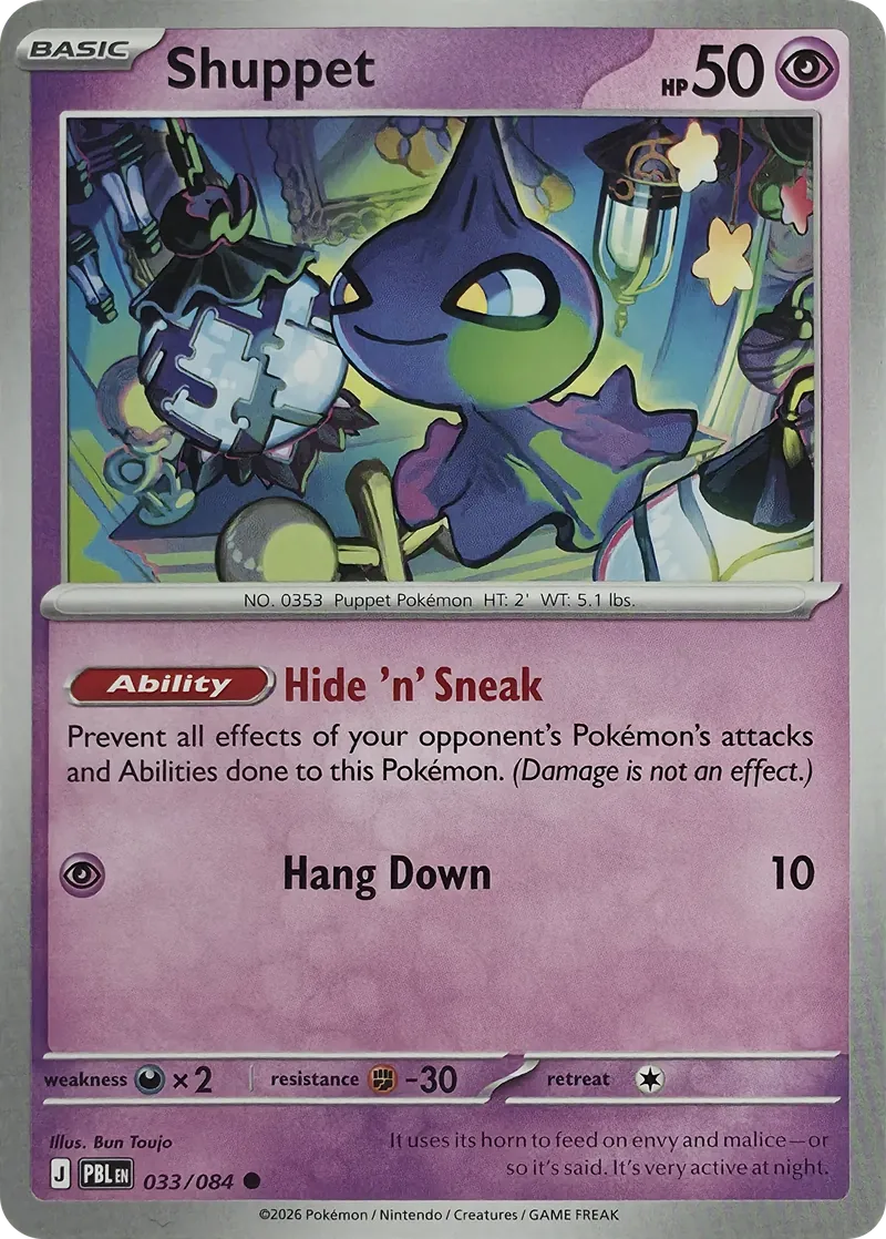 2026 Pokemon Pitch Black Shuppet #033/084 Common front