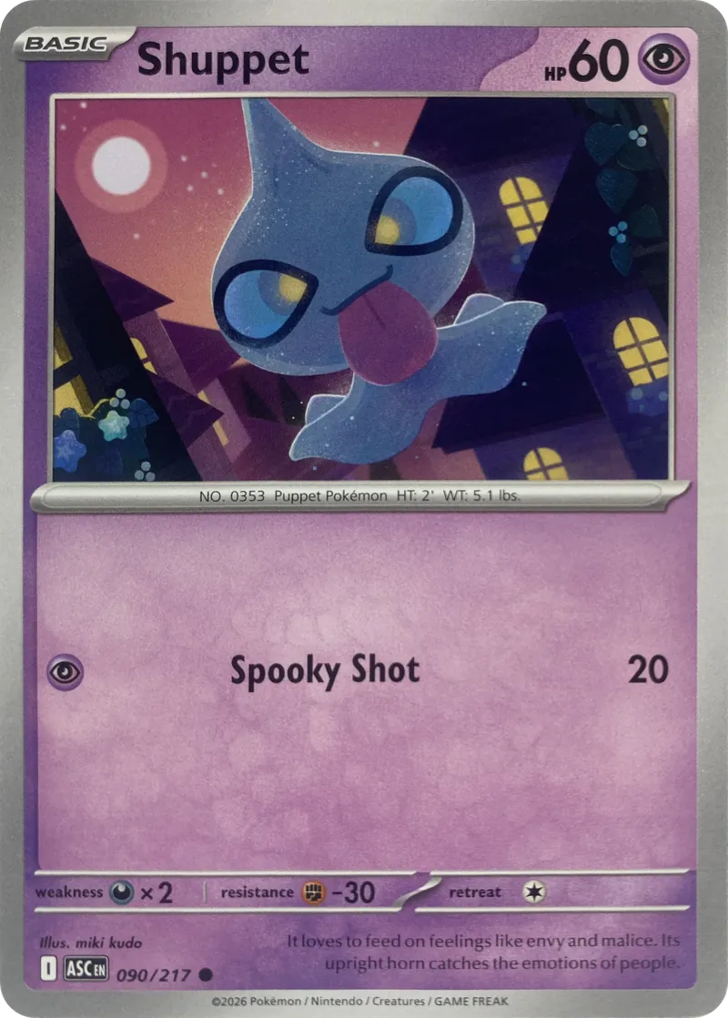 2026 Pokemon Ascended Heroes Shuppet #090/217 Common front