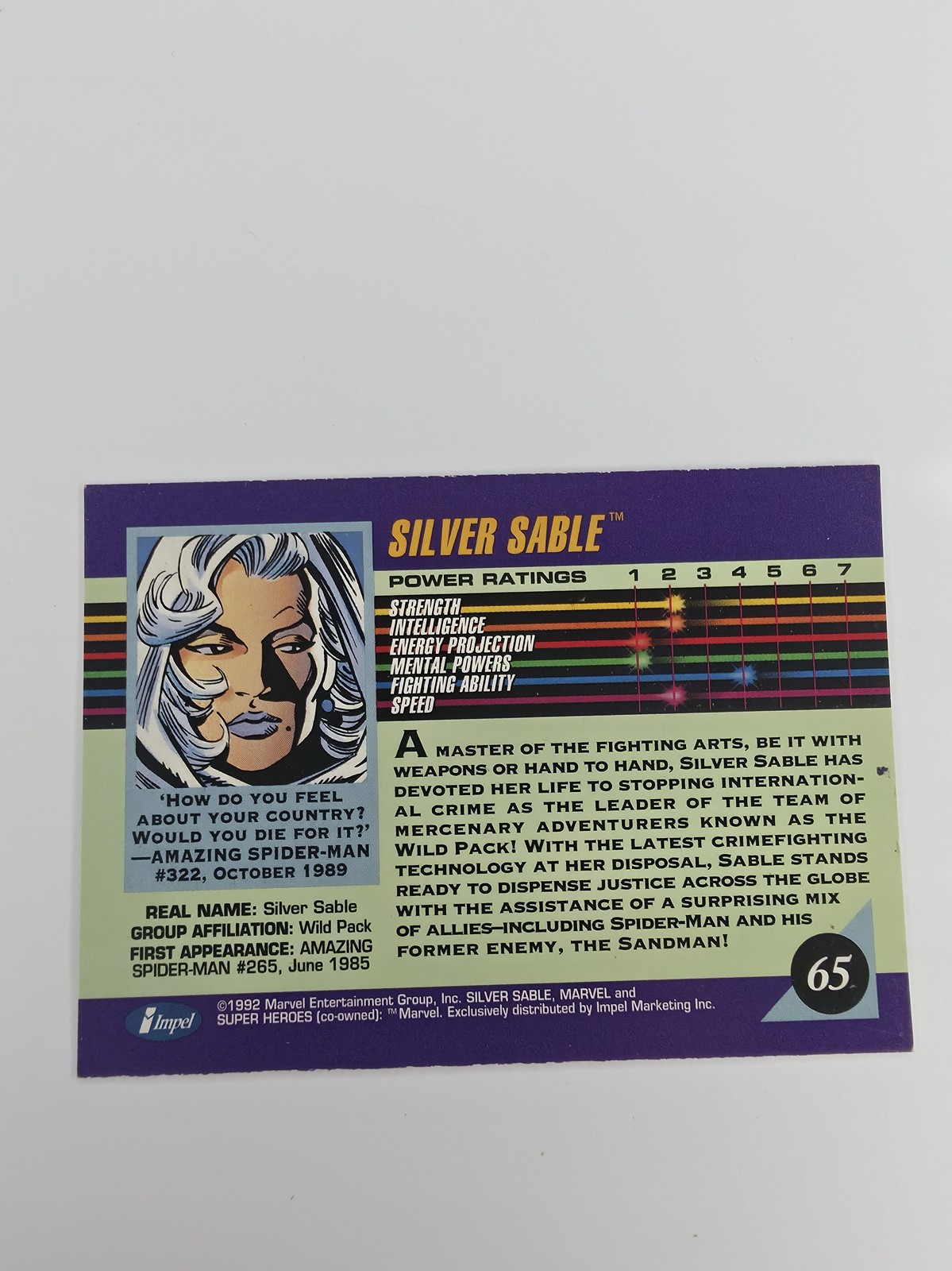 Silver Sable #65 back
