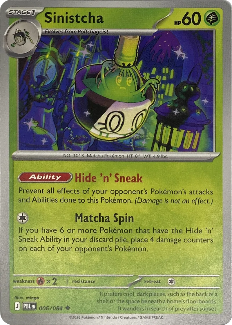 2026 Pokemon Pitch Black Sinistcha #006/084 Uncommon front