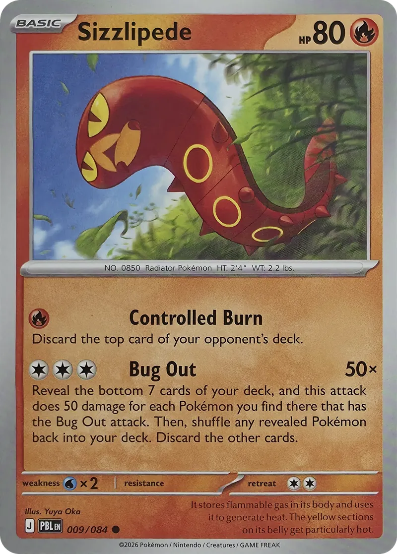 2026 Pokemon Pitch Black Sizzlipede #009/084 Common front
