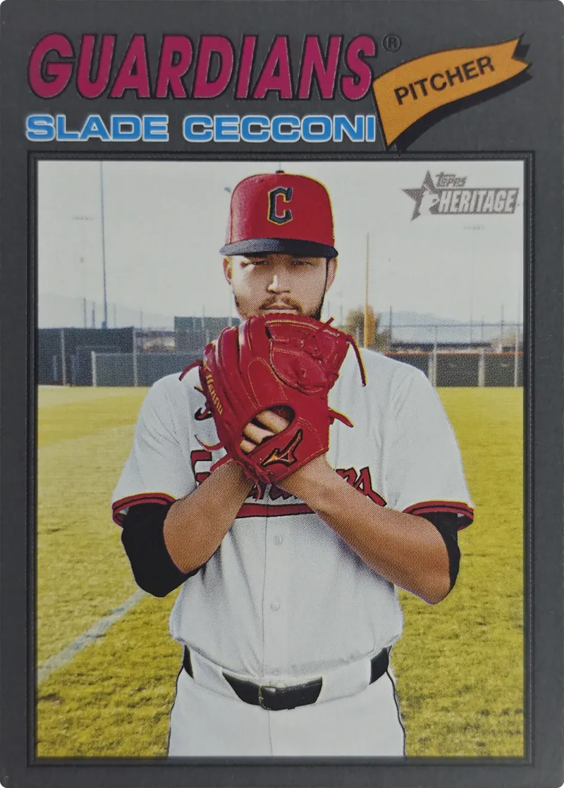 2026 Topps Heritage Slade Cecconi #87 Dark Gray Border Parallel Cleveland Guardians front