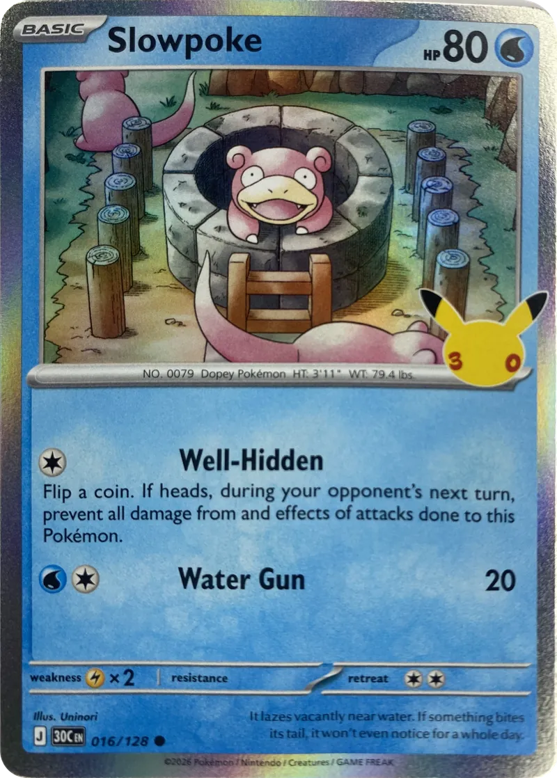 2026 Pokemon 30th Celebration Slowpoke #016/128 Common front