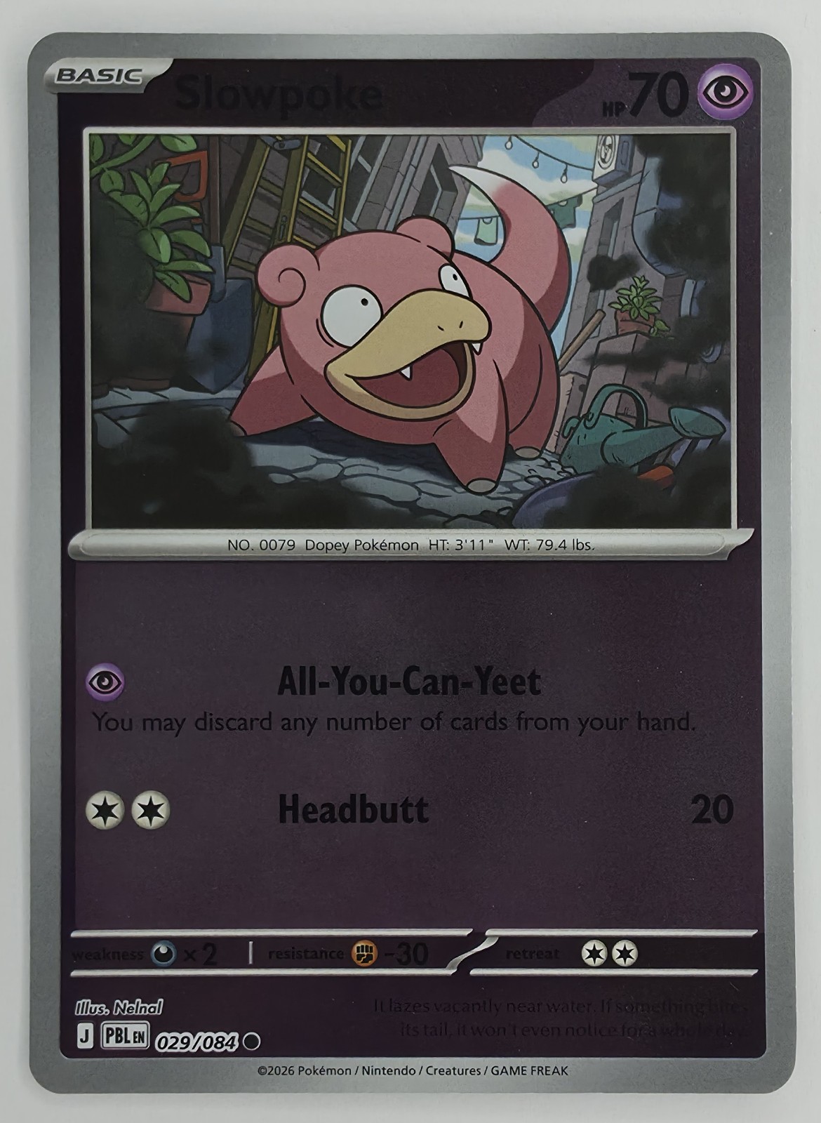 2026 Pokemon Pitch Black Slowpoke #029/084 Reverse Holo Common front