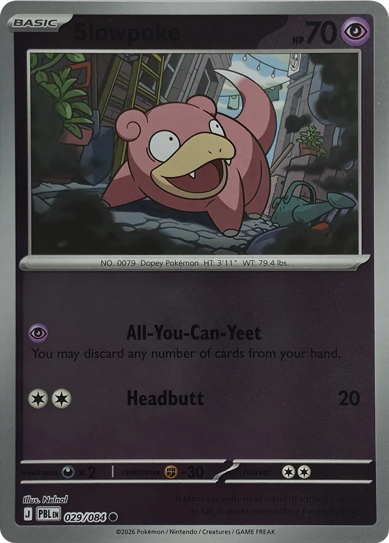 2026 Pokemon Pitch Black Slowpoke #029/084 Reverse Holo Common front