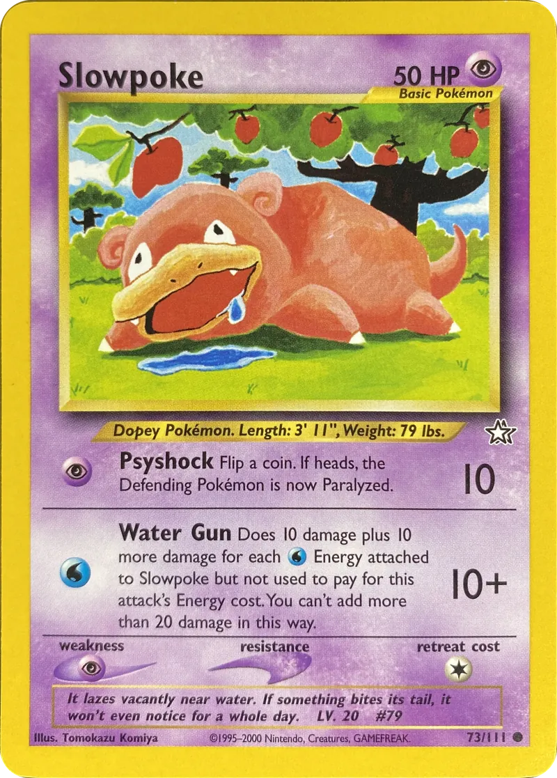 2000 Pokemon Neo Genesis Slowpoke #073/111 Common front