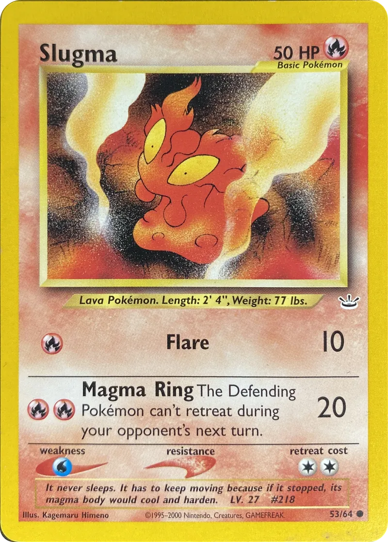 2001 Pokemon Neo Revelation Slugma #53/64 Common front