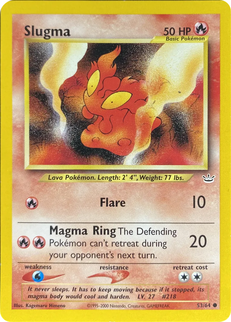 2001 Pokemon Neo Revelation Slugma #53/64 Common front