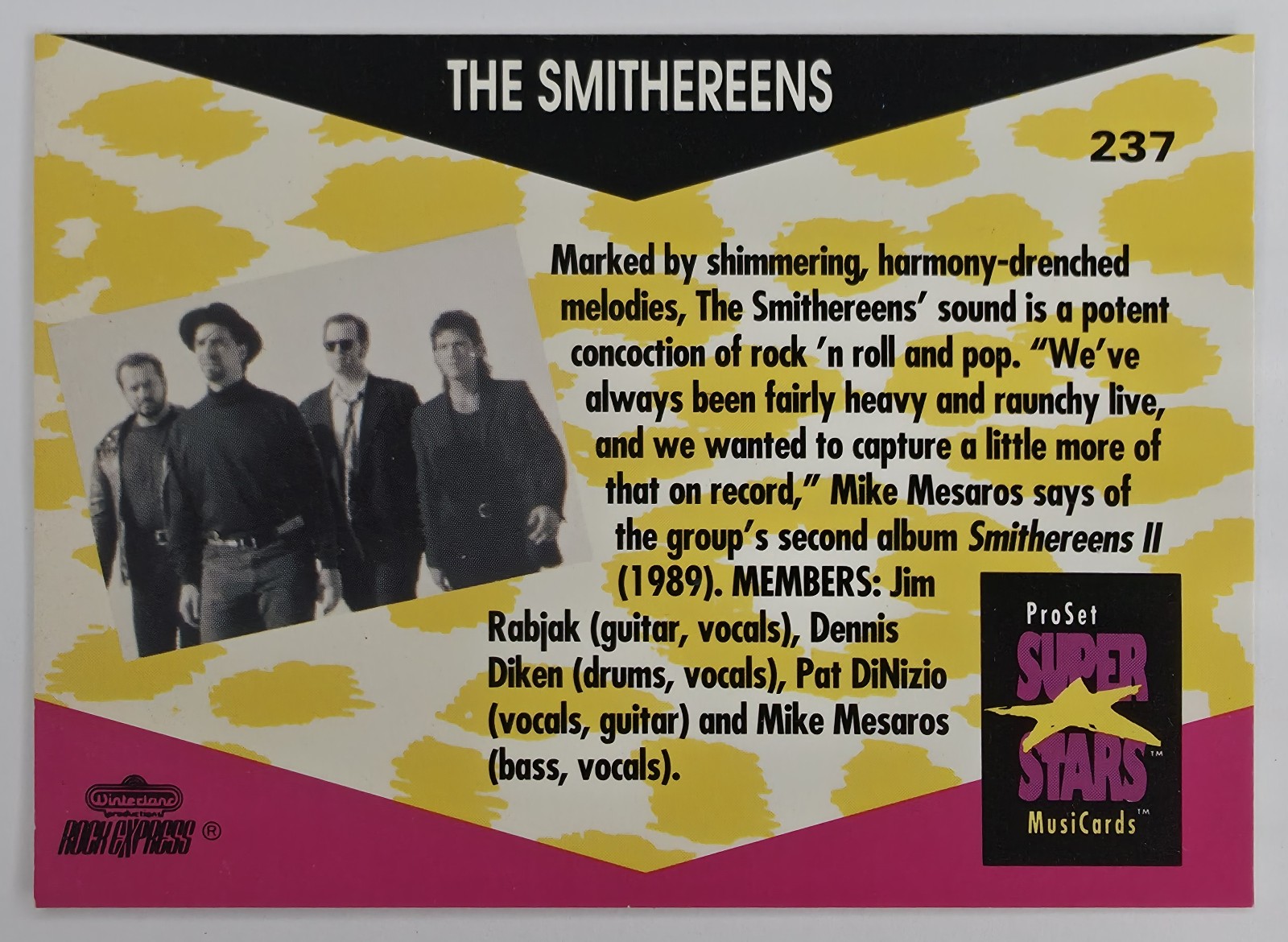 1991 Pro Set SuperStars MusiCards The Smithereens #237a Logo Upper Left back