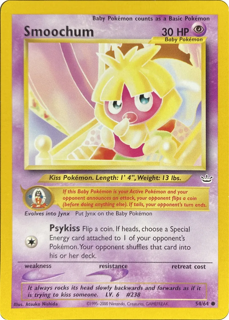2001 Pokemon Neo Revelation Smoochum #54/64 Common front