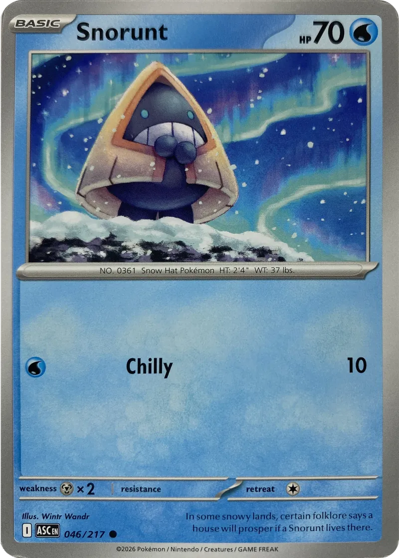 2026 Pokemon Ascended Heroes Snorunt #046/217 Common front