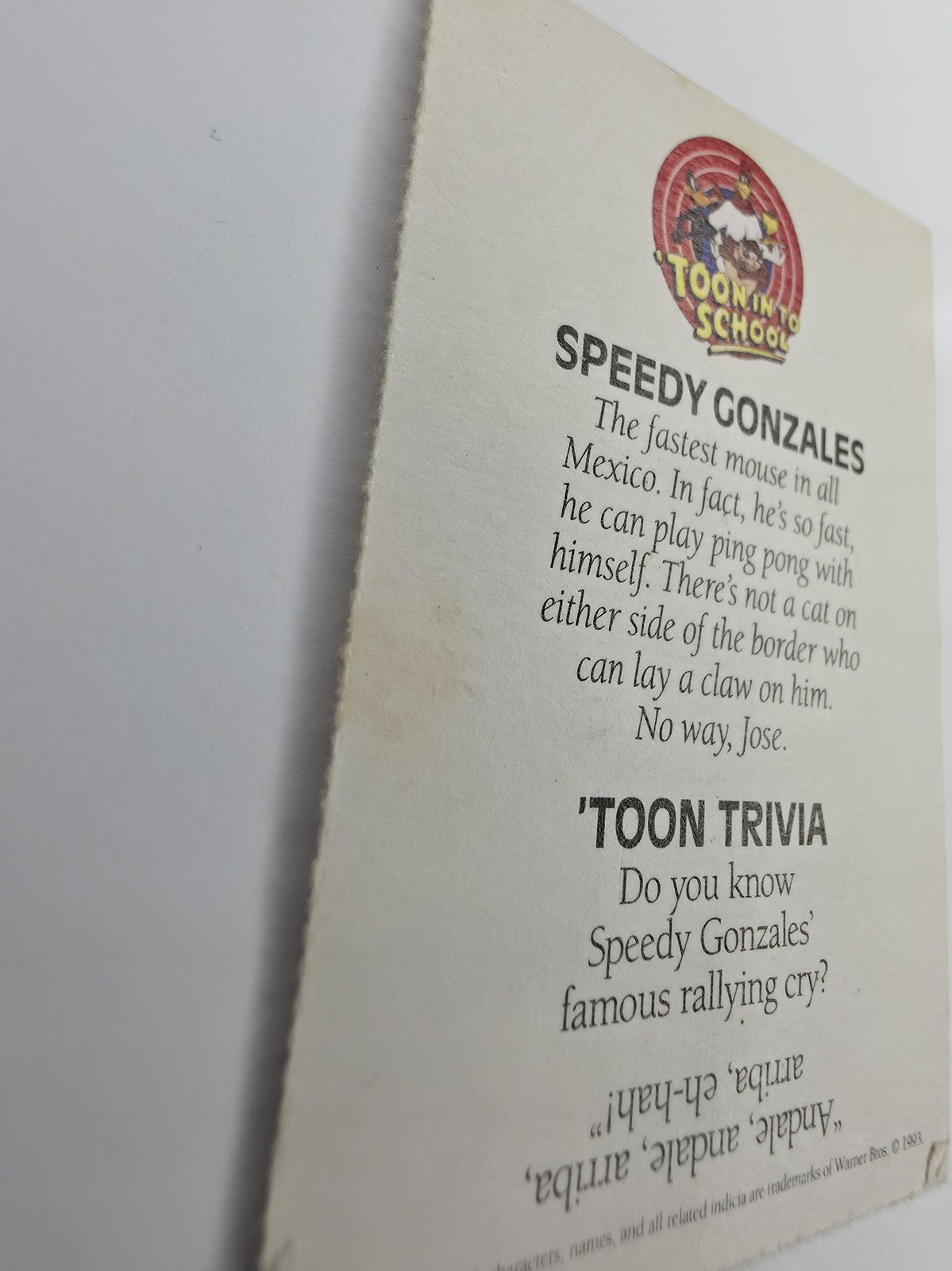 Speedy Gonzales 'Toon In To School card photo 5