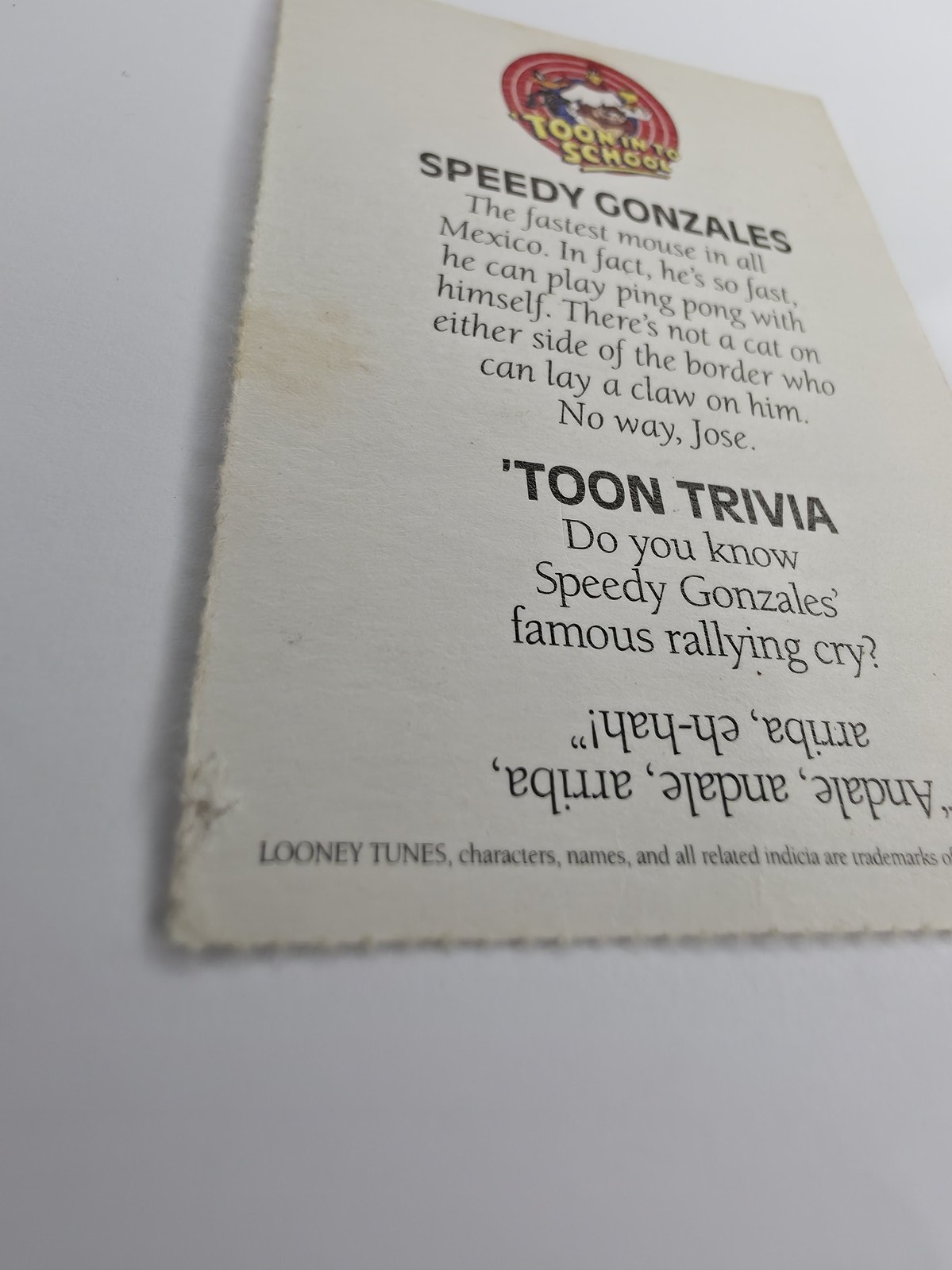 Speedy Gonzales 'Toon In To School card photo 6