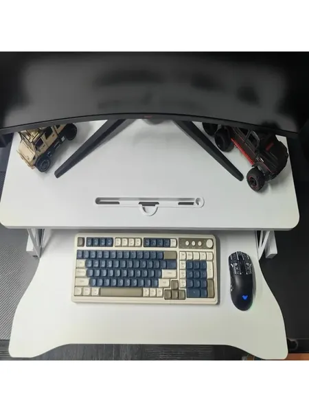 Standing Desk Converter, 32 In Sit-to-Stand Monitor Riser, White, photo 5