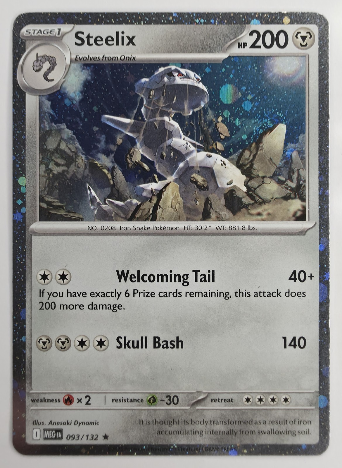 2025 Pokemon Mega Evolution Steelix #093/132 Cosmos Holo Rare front