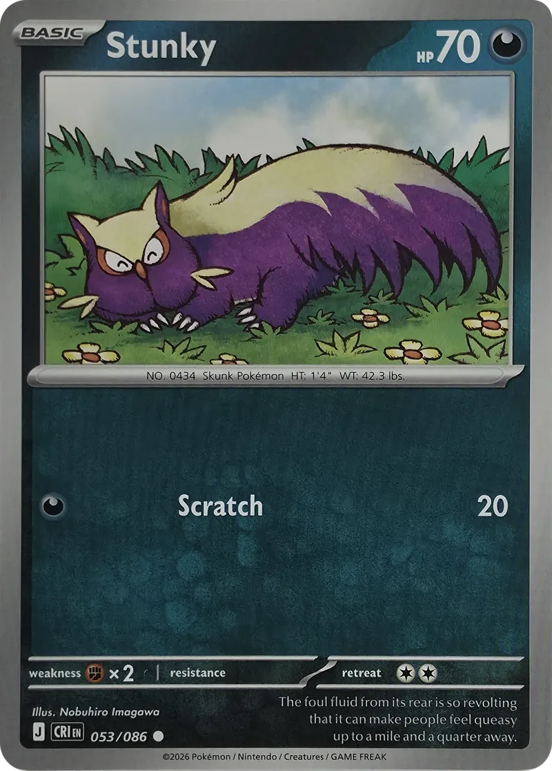 2026 Pokemon Chaos Rising Stunky #053/086 Common front