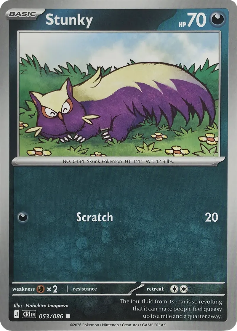 2026 Pokemon Chaos Rising Stunky #053/086 Common front