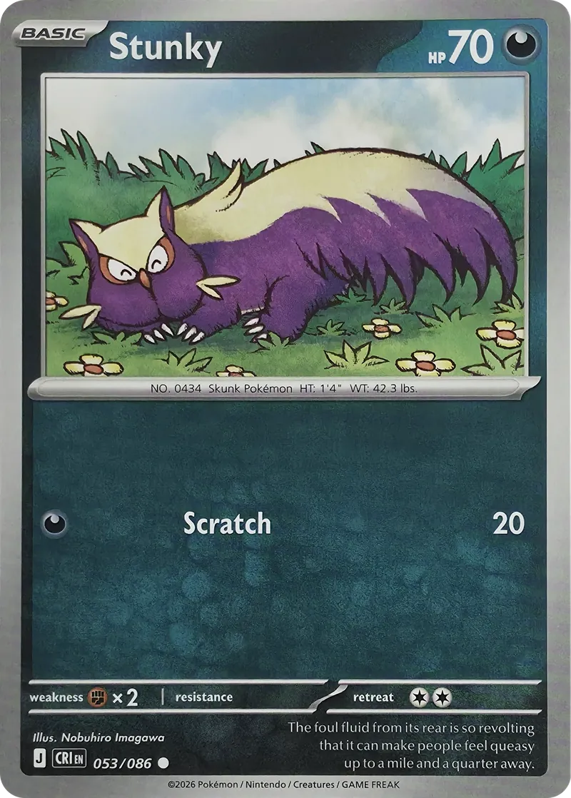 2026 Pokemon Chaos Rising Stunky #053/086 Common front
