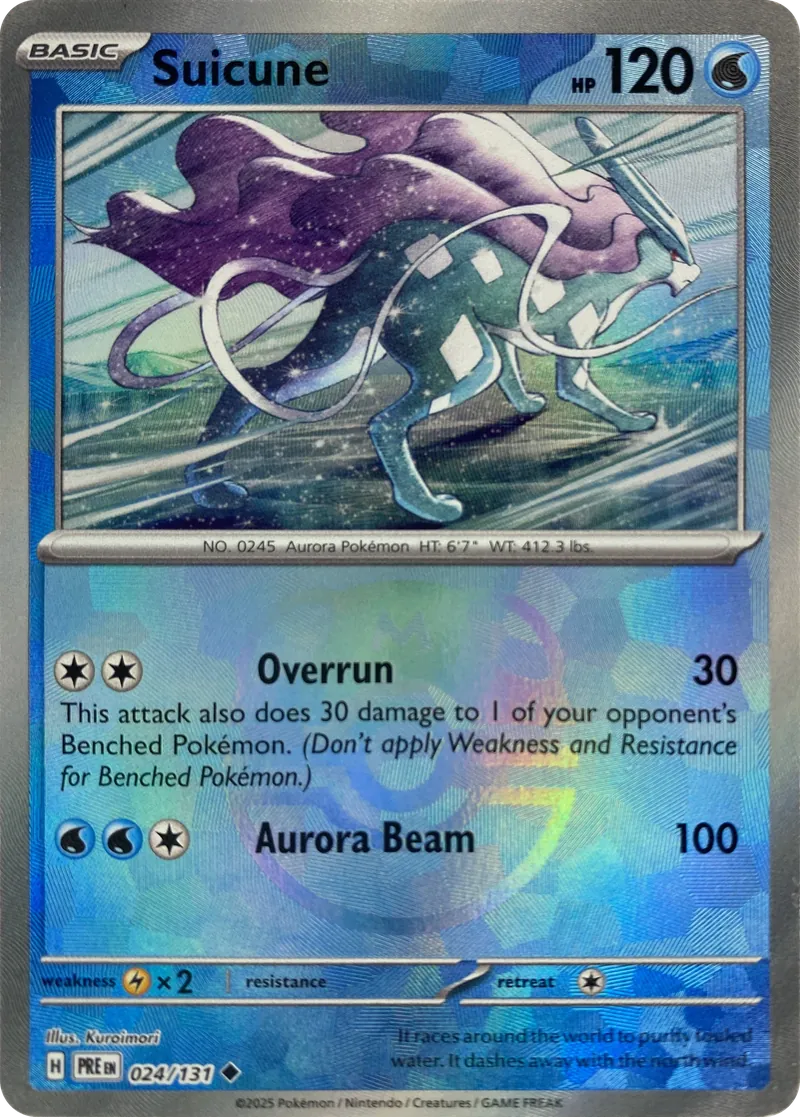 2025 Pokemon Prismatic Evolutions Suicune #024/131 Reverse Holo Uncommon front