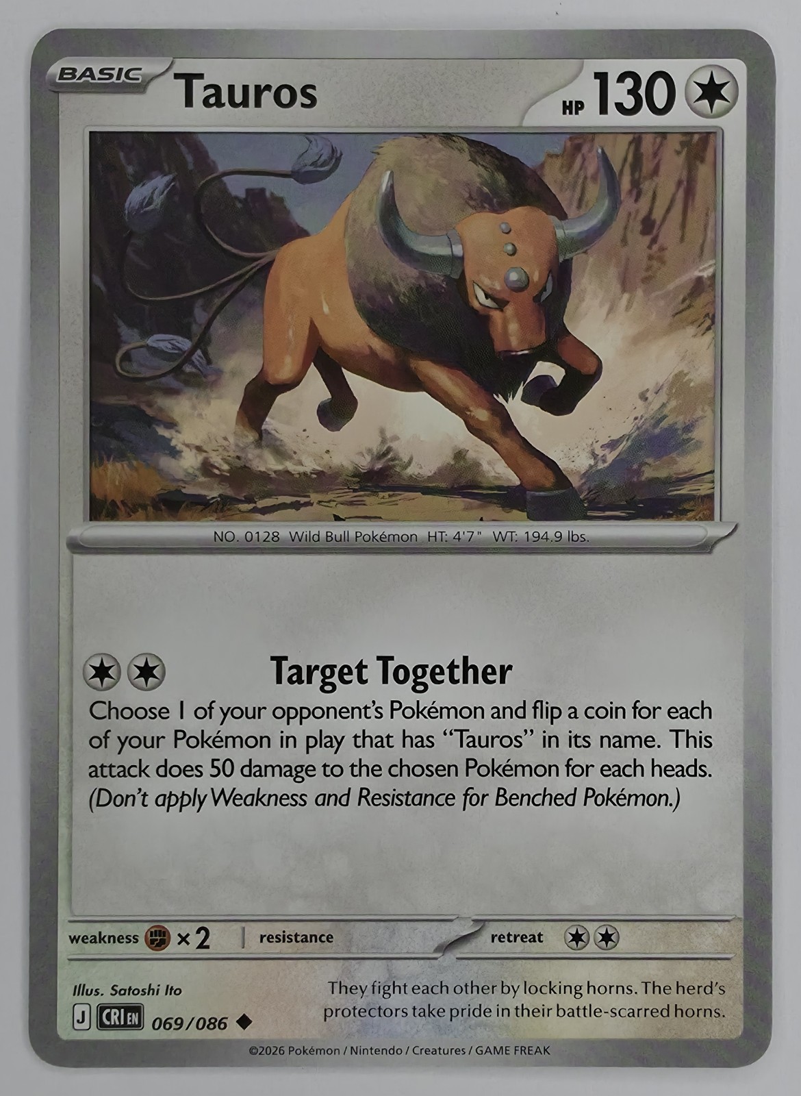 2026 Pokemon Chaos Rising Tauros #069/086 Uncommon front
