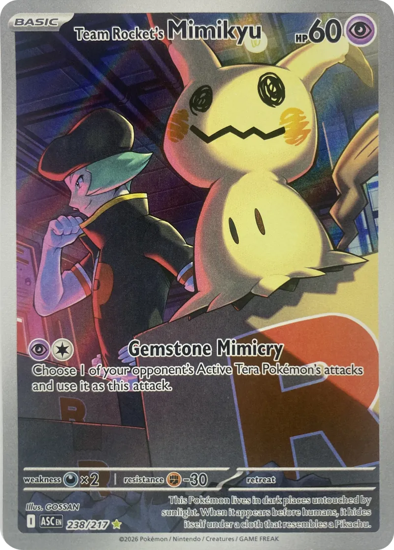2026 Pokemon Ascended Heroes Team Rocket's Mimikyu #238/217 Illustration Rare Holo front