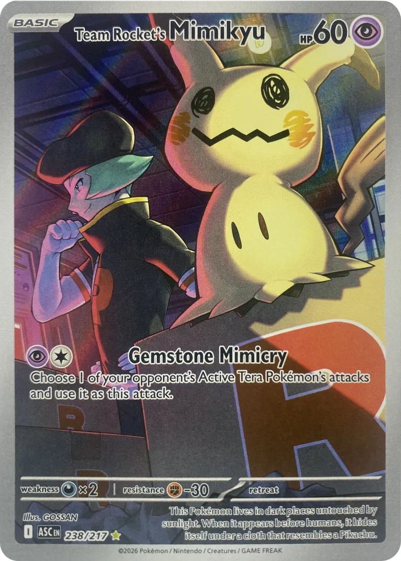 2026 Pokemon Ascended Heroes Team Rocket's Mimikyu #238/217 Illustration Rare Holo front