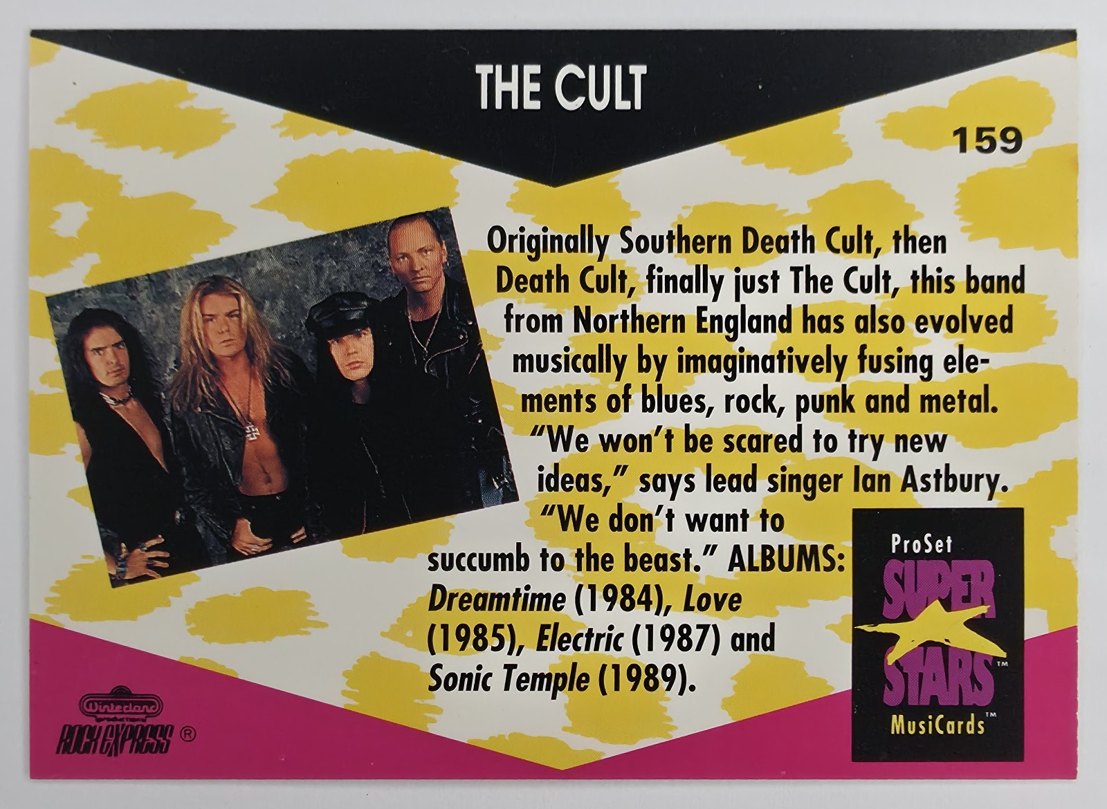 1991 Pro Set SuperStars MusiCards The Cult #159 back