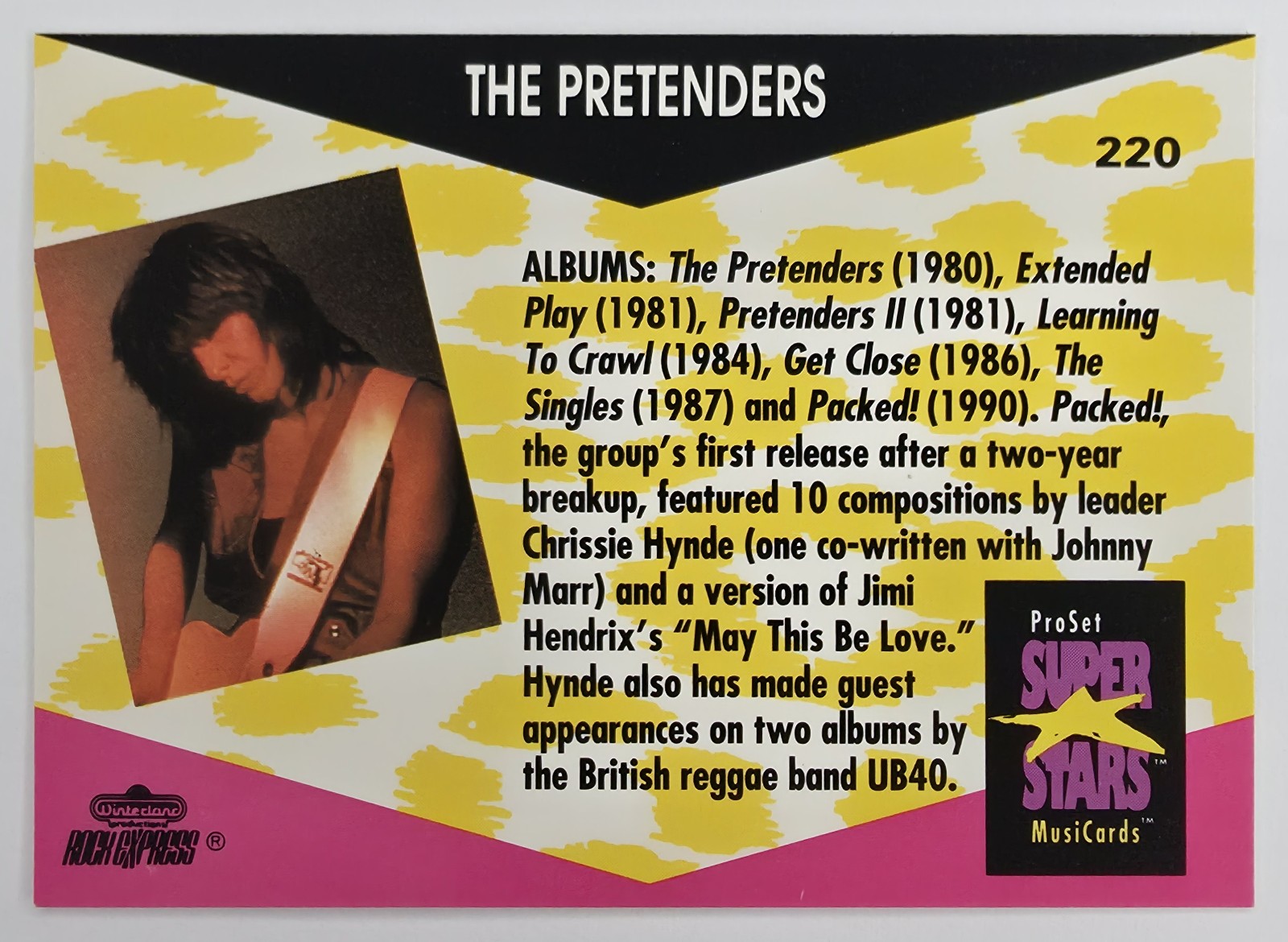 1991 Pro Set SuperStars MusiCards The Pretenders #220 back