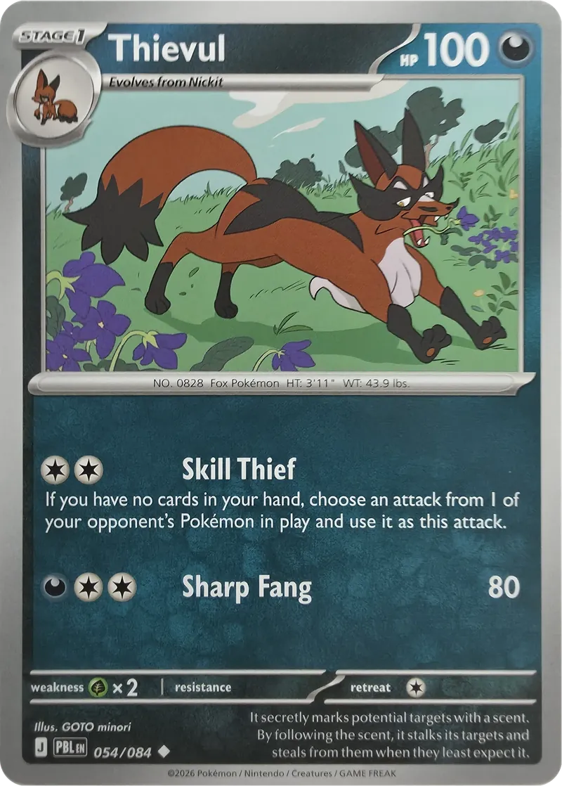 2026 Pokemon Pitch Black Thievul #054/084 Uncommon front