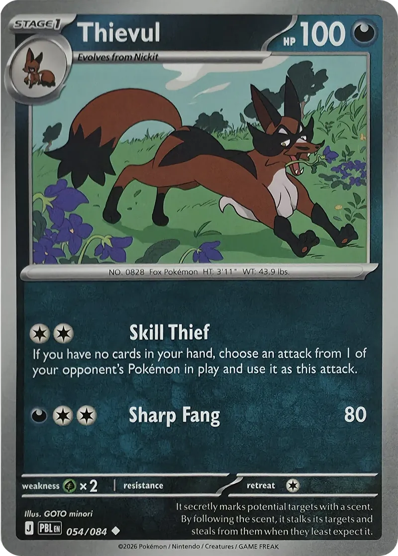 2026 Pokemon Pitch Black Thievul #054/084 Uncommon front