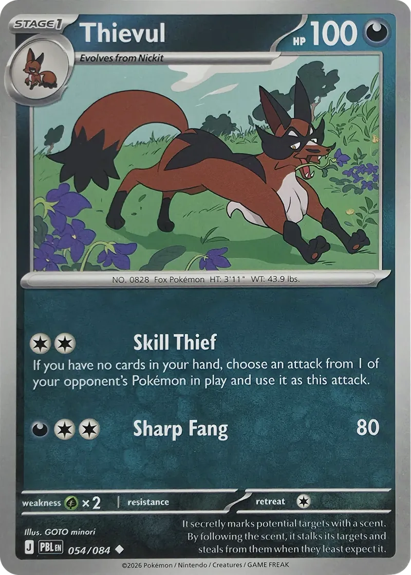 2026 Pokemon Pitch Black Thievul #054/084 Uncommon front