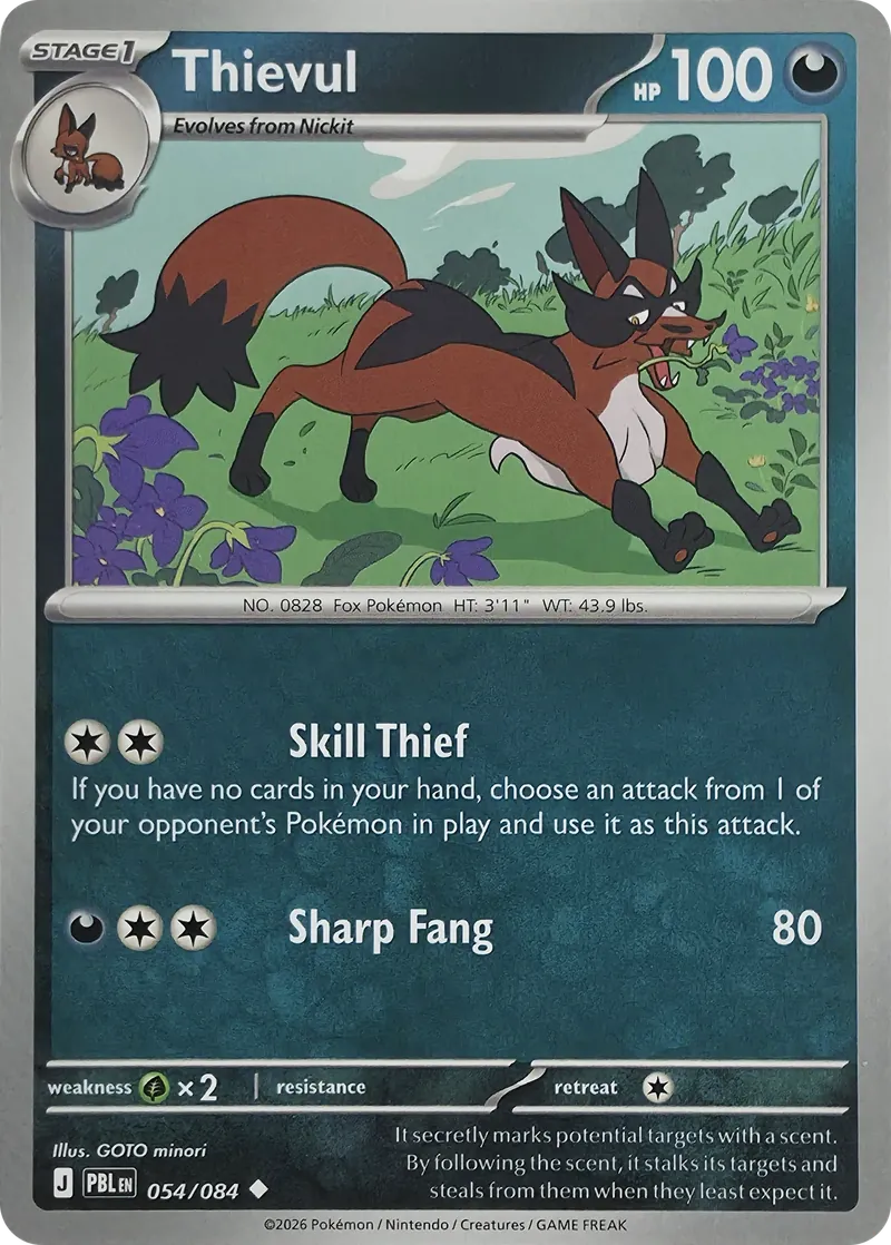 2026 Pokemon Pitch Black Thievul #054/084 Uncommon front