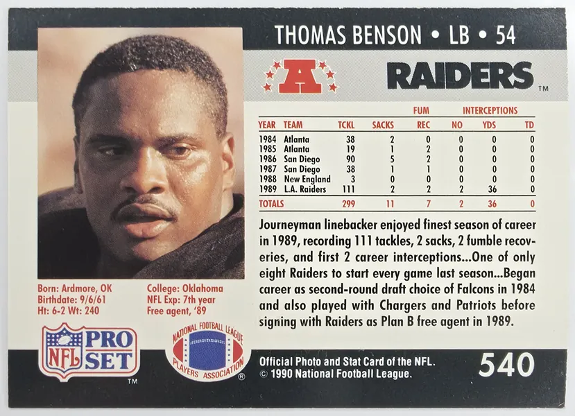 Thomas Benson back