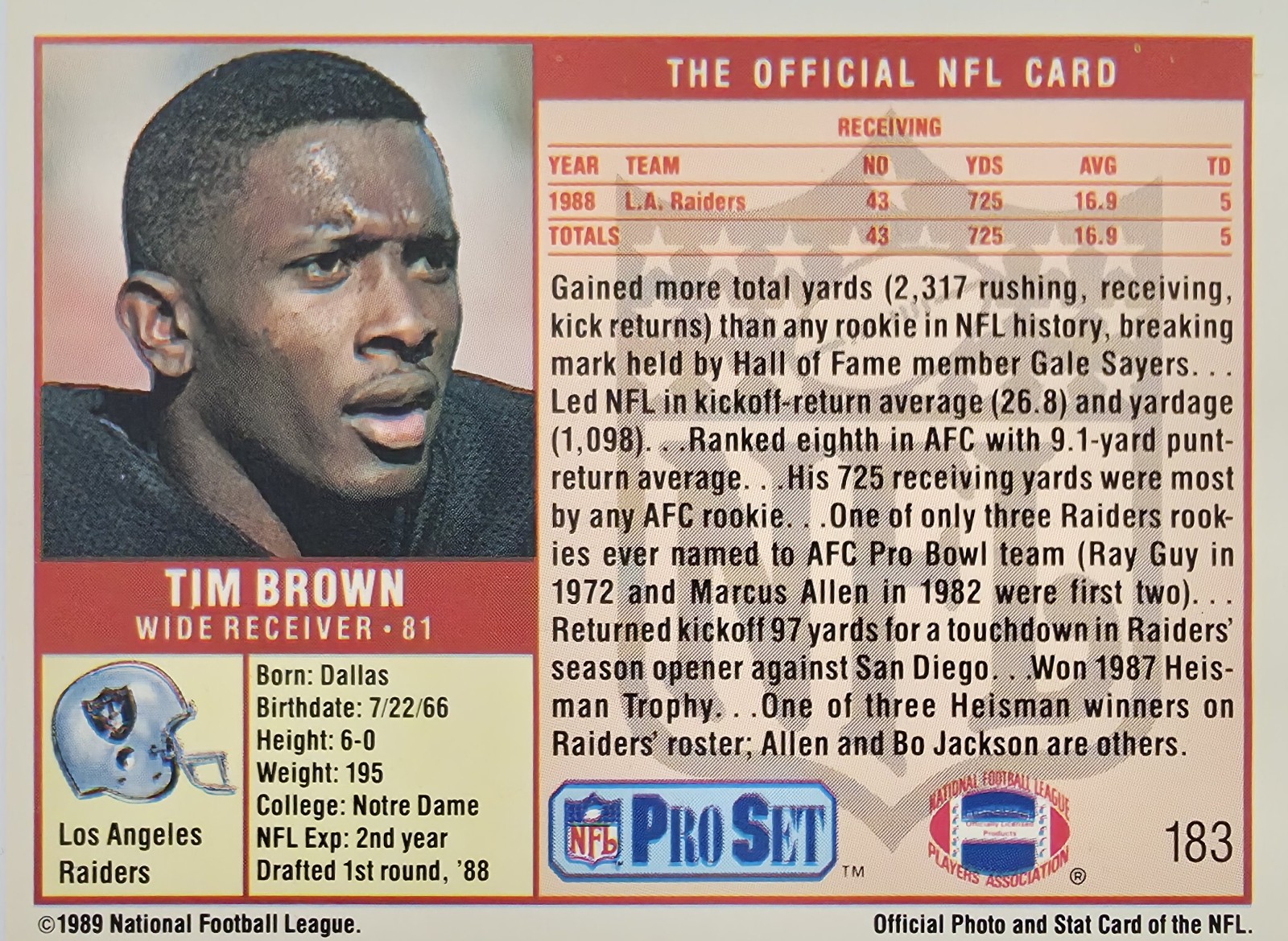 Tim Brown back