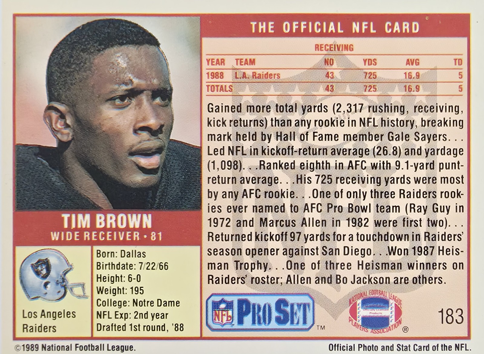 Tim Brown back