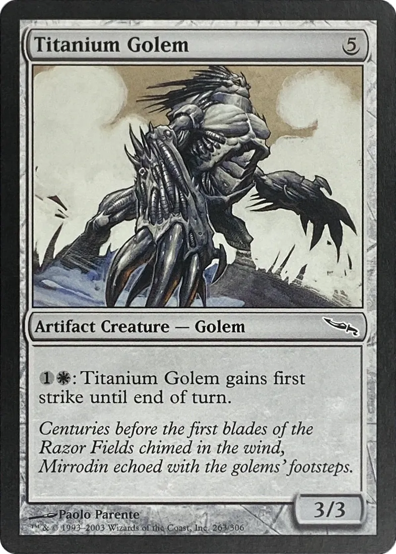 2003 Magic: The Gathering Mirrodin Titanium Golem #263/306 Common front
