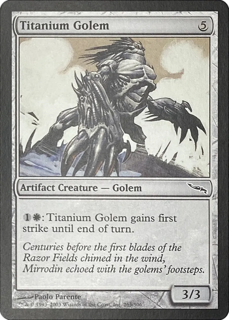 2003 Magic: The Gathering Mirrodin Titanium Golem #263/306 Common front