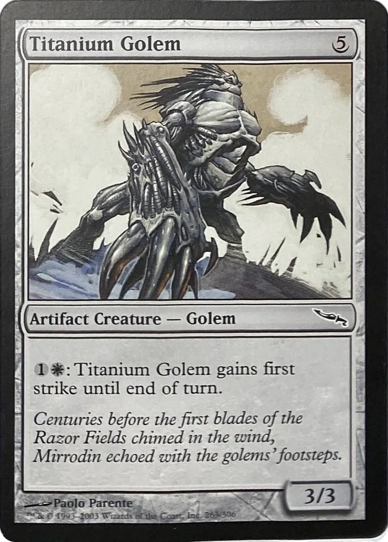 2003 Magic: The Gathering Mirrodin Titanium Golem #263/306 Common front