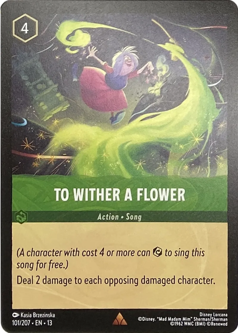 2026 Disney Lorcana Attack of the Vine! To Wither a Flower #101/207 Rare front