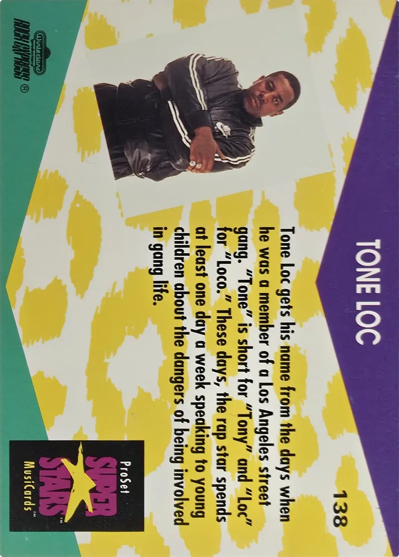 1991 Pro Set SuperStars MusiCards Tone Loc #138, back