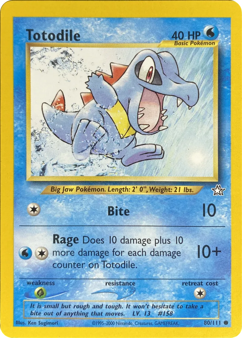 2000 Pokemon Neo Genesis Totodile #080/111 Common front