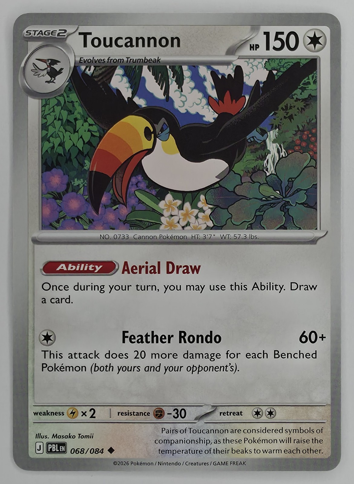 2026 Pokemon Pitch Black Toucannon #068/084 Uncommon front