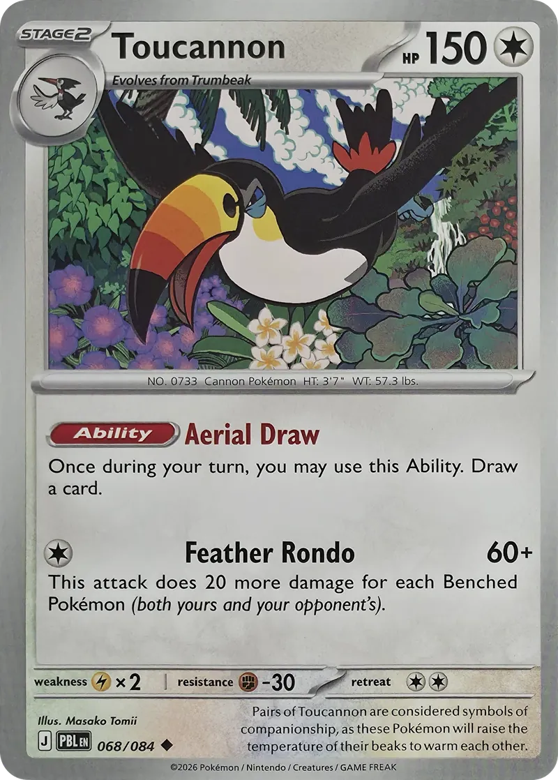 2026 Pokemon Pitch Black Toucannon #068/084 Uncommon front
