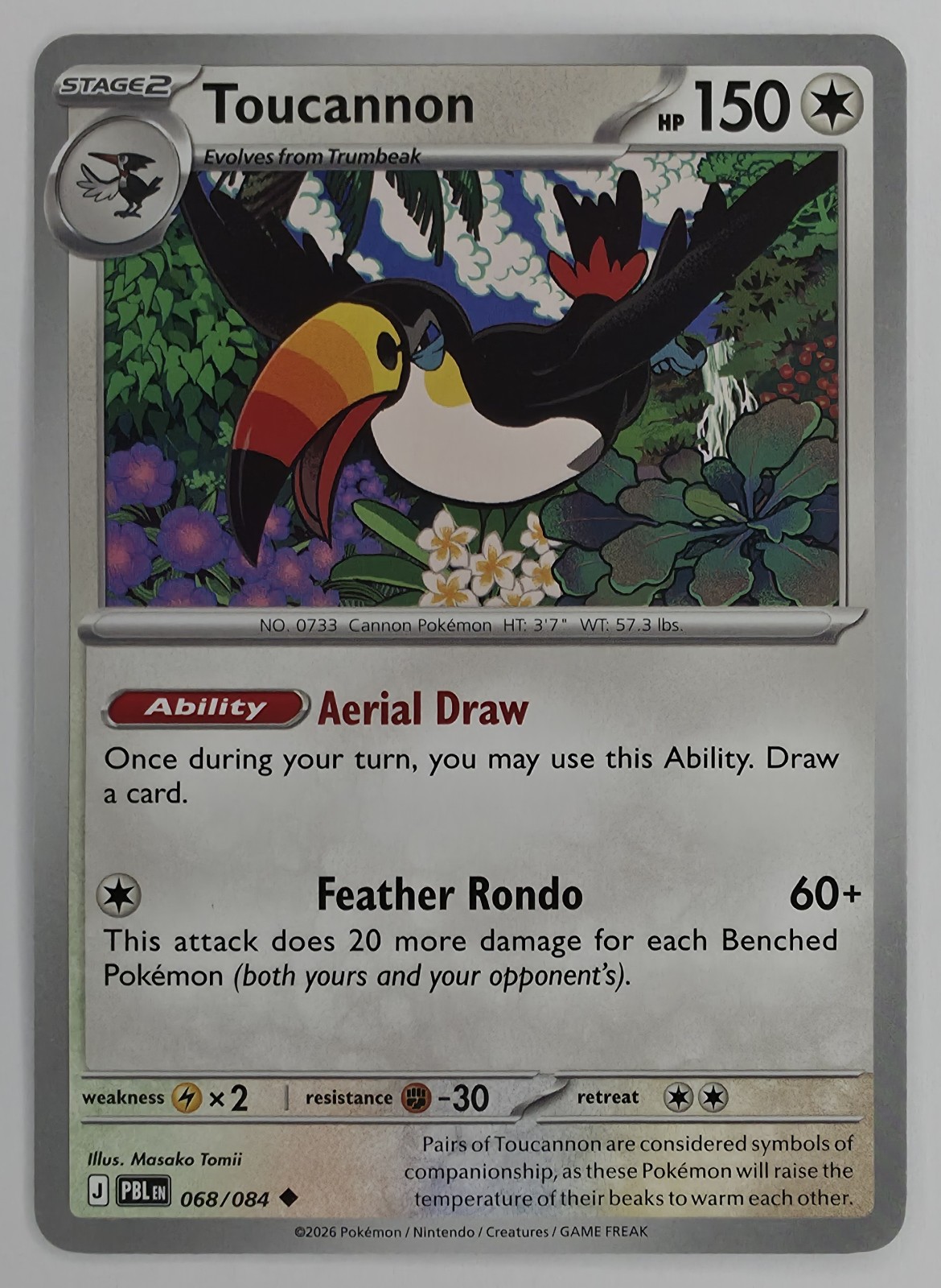 2026 Pokemon Pitch Black Toucannon #068/084 Uncommon front