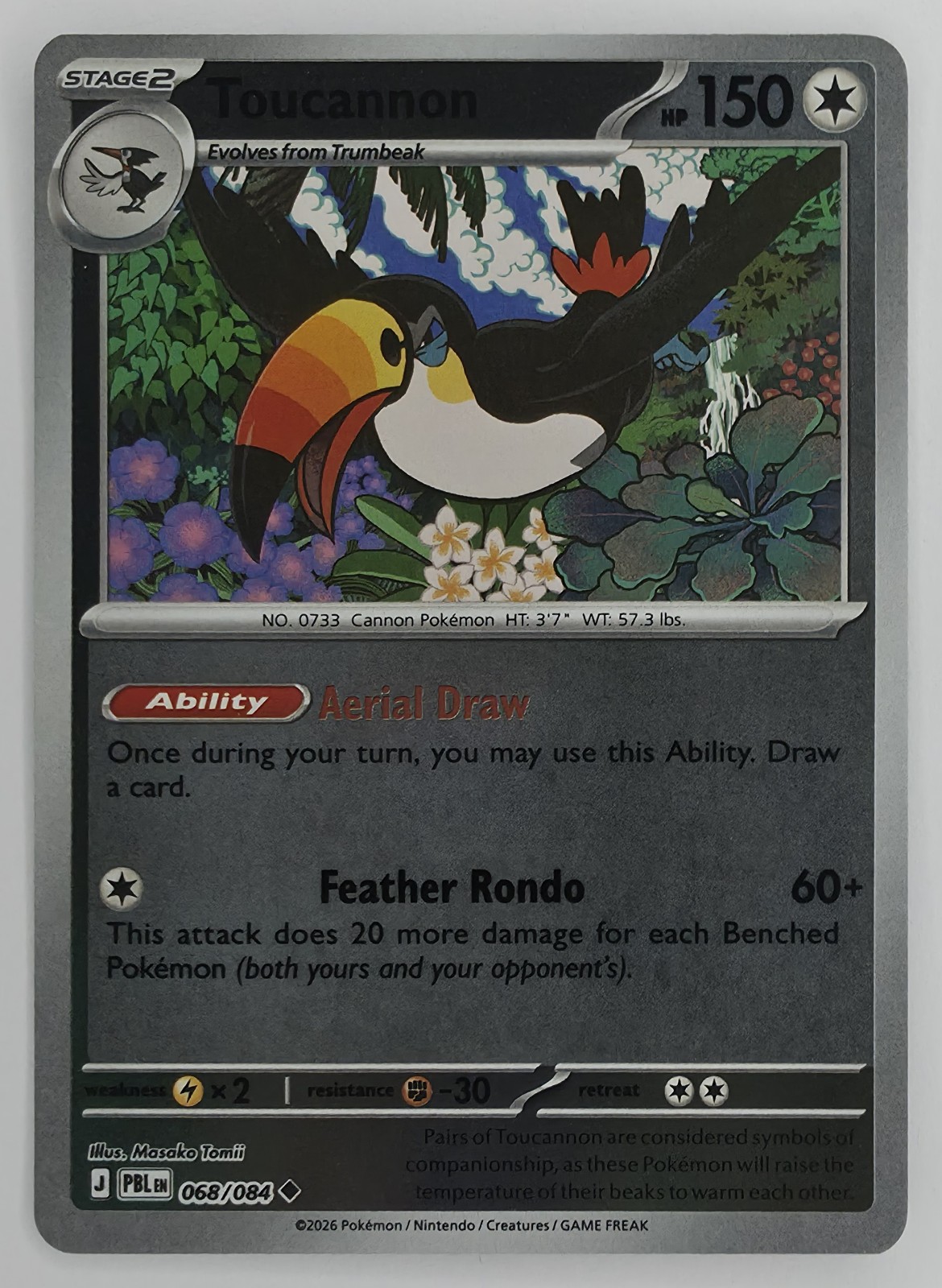 2026 Pokemon Pitch Black Toucannon #068/084 Reverse Holo Uncommon front