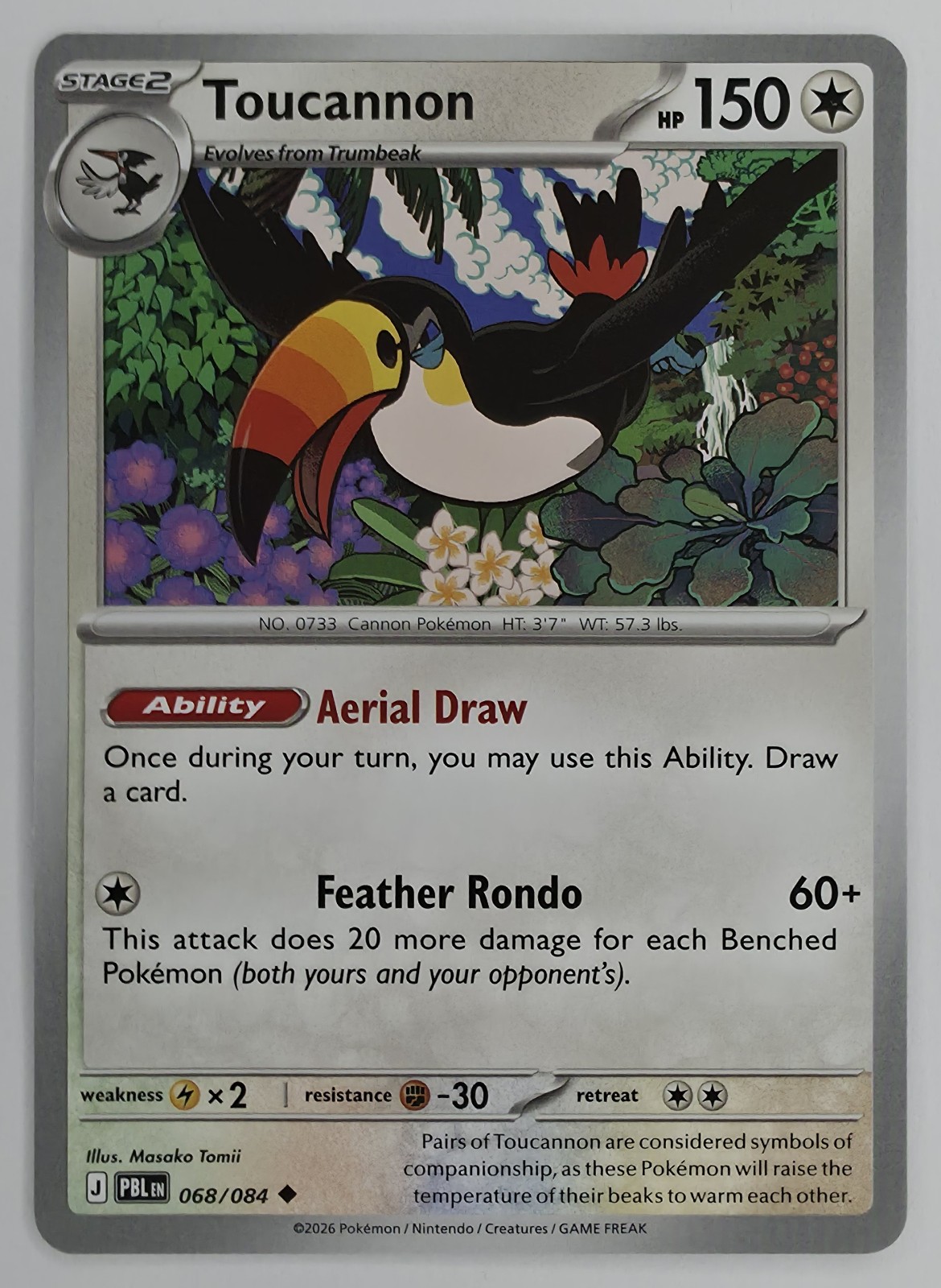 2026 Pokemon Pitch Black Toucannon #068/084 Uncommon front